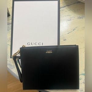 Gucci Black Clutch with Gold Accents